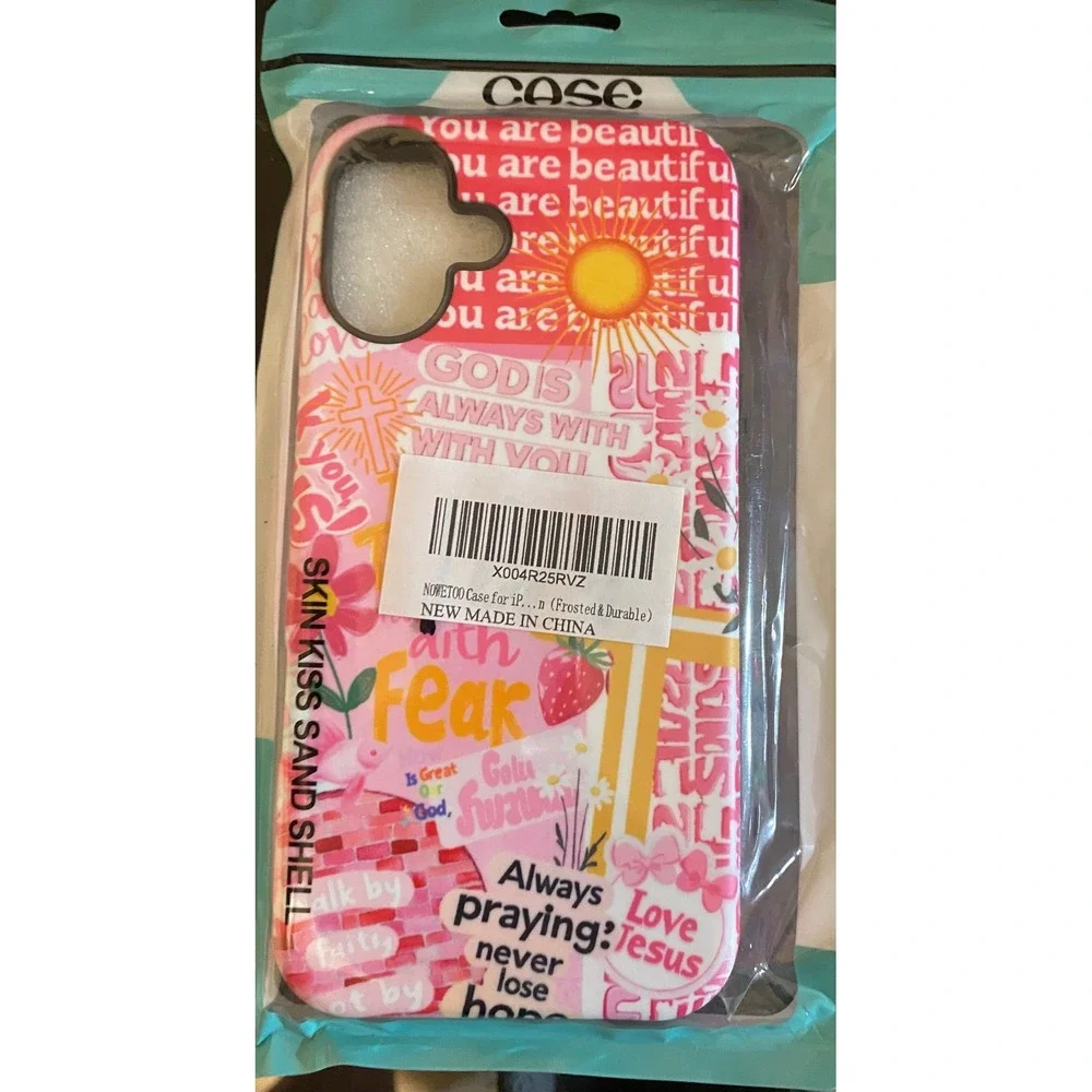 iPhone 16 Christian Faith Bible Verse Pink Frosted Protective Case Jesus God